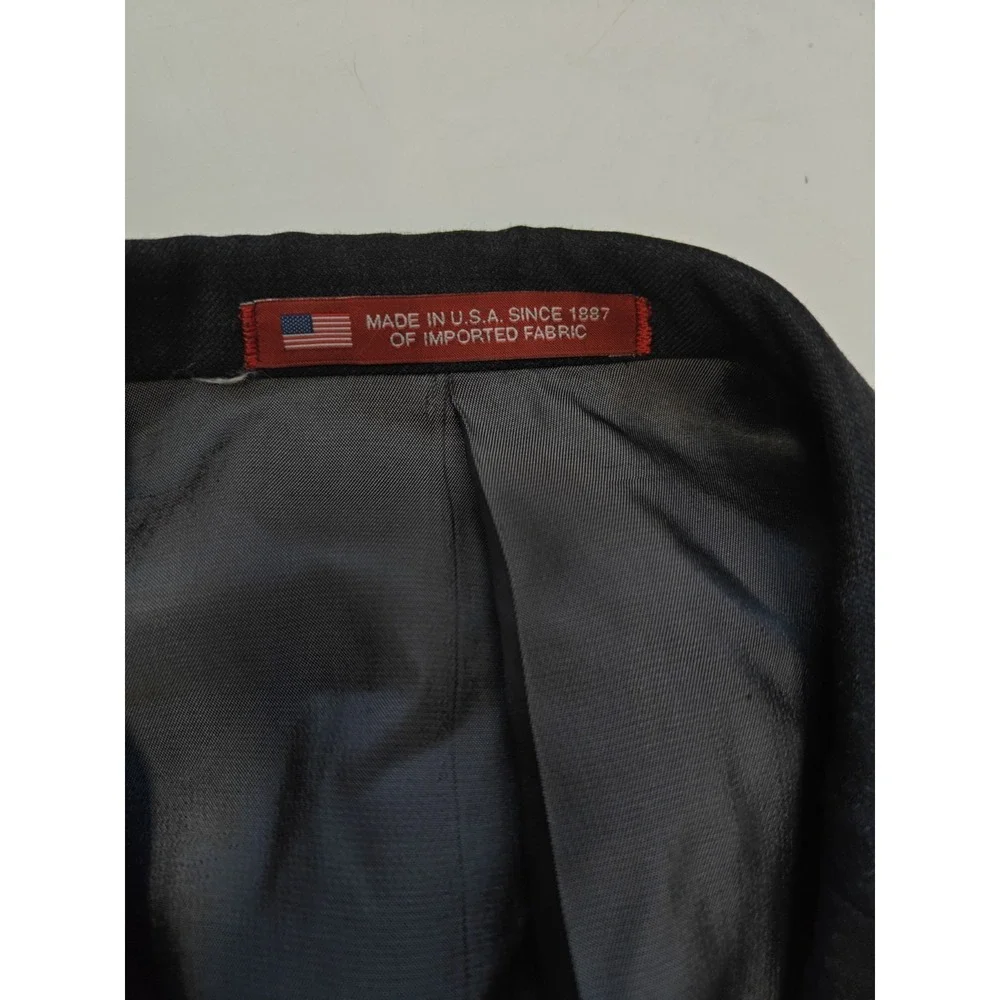 Hart Schaffner Marx Mens Wool Sports Coat 42L Charcoal Black USA Made S601